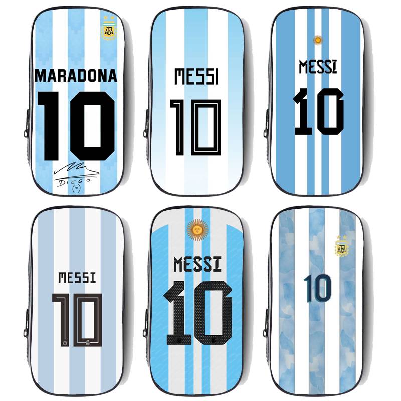 World Cup football Argentine team MESSI Messi 10 jersey junior high school elementary and middle school student stationery box pen bag