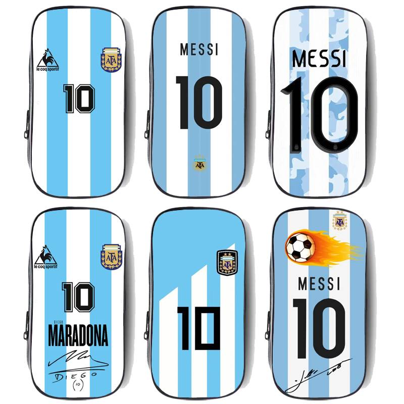 World Cup football Argentine team MESSI Messi 10 jersey junior high school elementary and middle school student stationery box pen bag