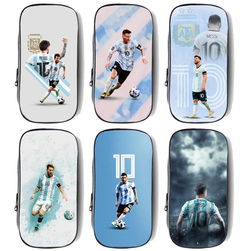 World Cup football Argentine team MESSI Messi 10 jersey junior high school elementary and middle school student stationery box pen bag
