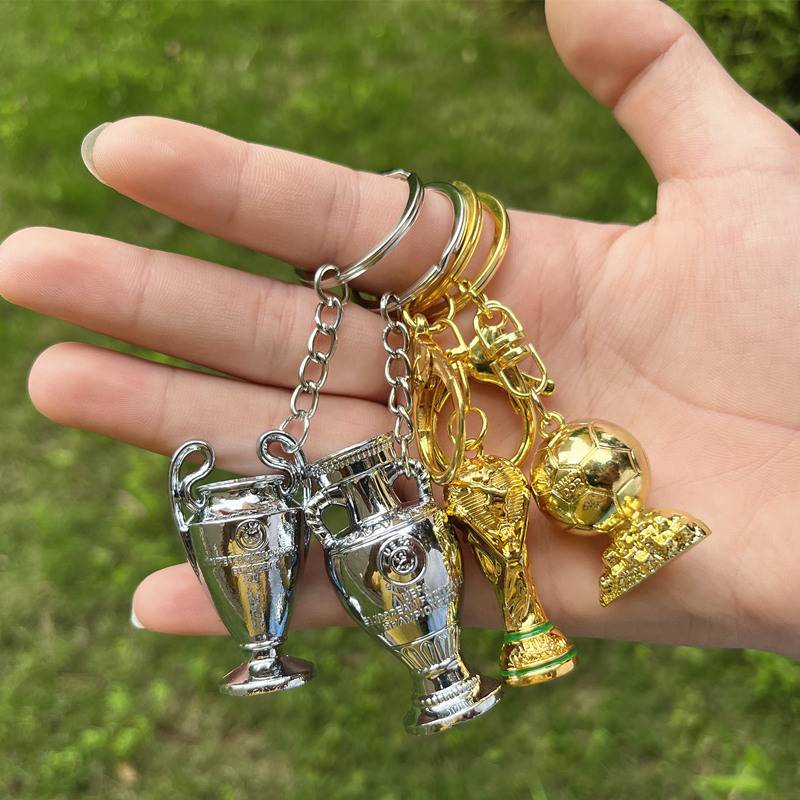 European Cup keychain simulation football model Golden ball trophy pendant small gift souvenirs to send boys