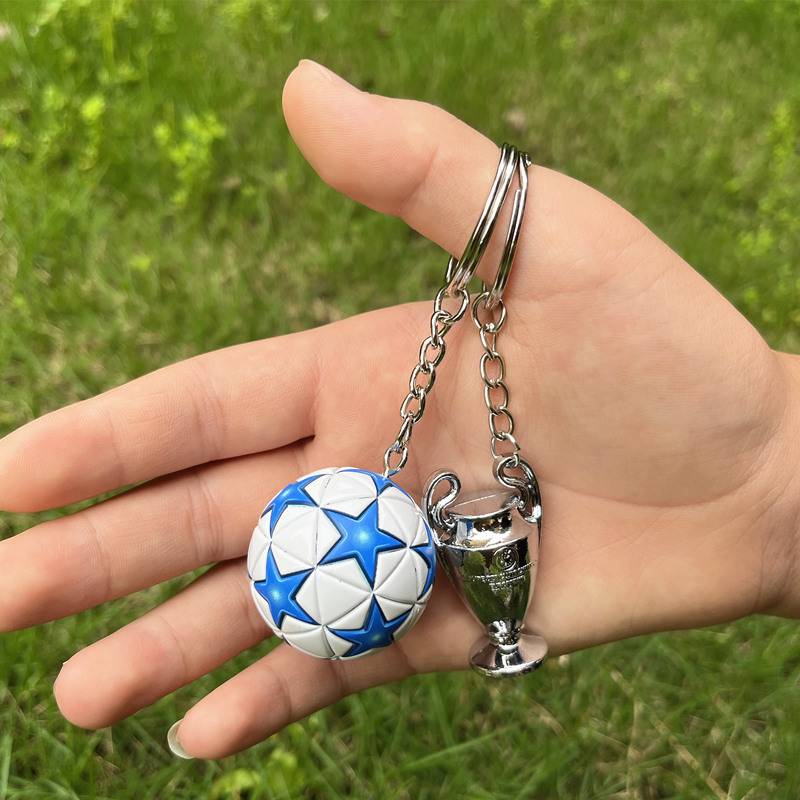 Champions League football trophy keychain set