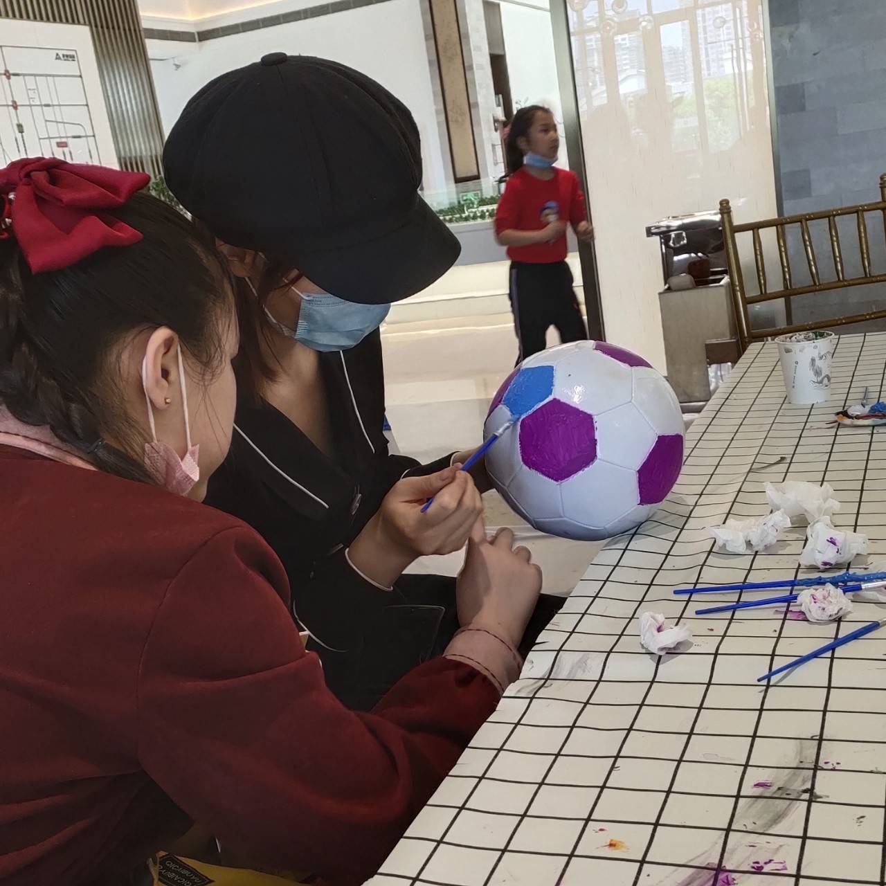 Football DIY graffiti painting pure white children's adult painting activity warm field parent -child outdoor No. 5 handmade painting