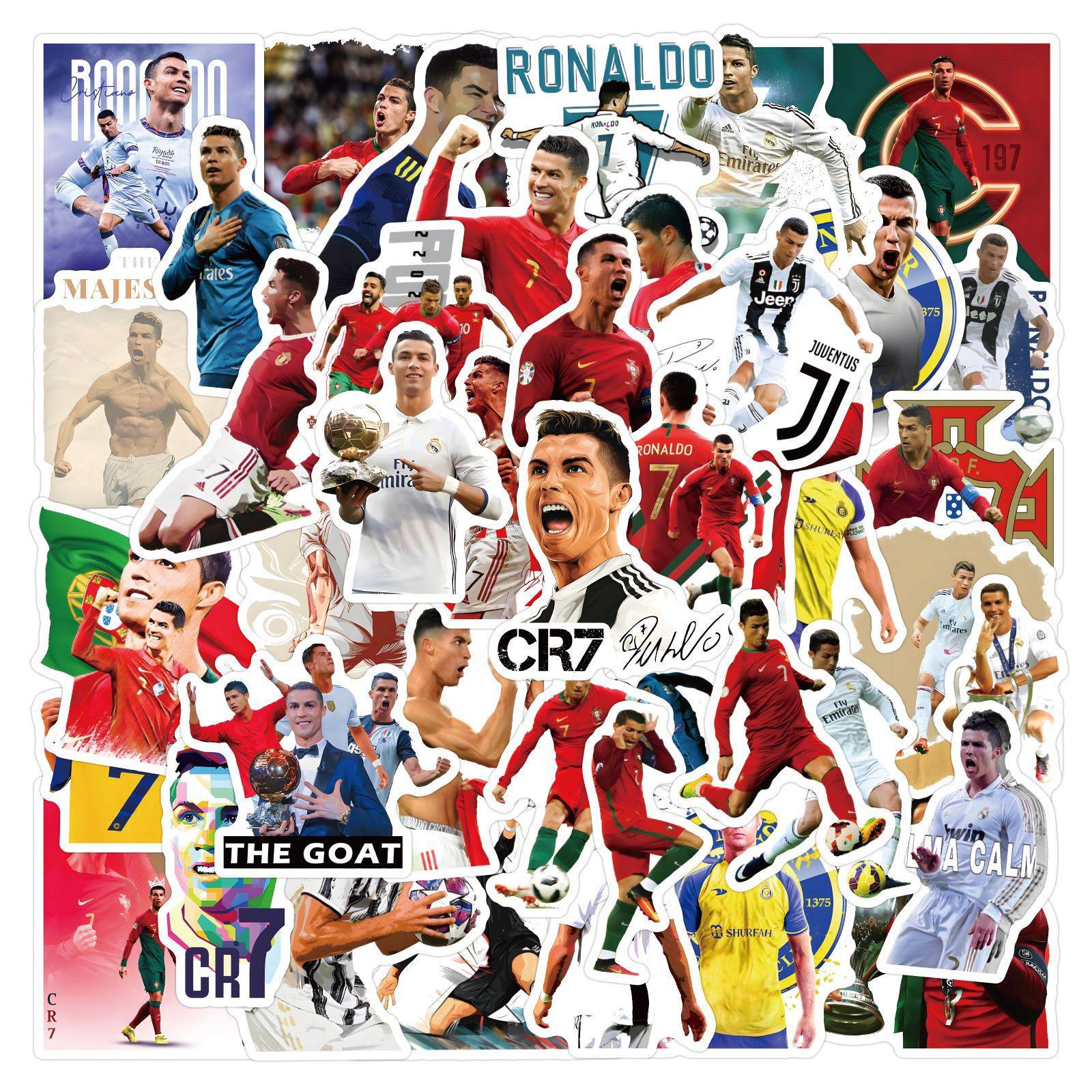 50 European Cup football celebrities C Ronaldo, graffiti stickers car luggage cup water cup waterproof sticker decoration