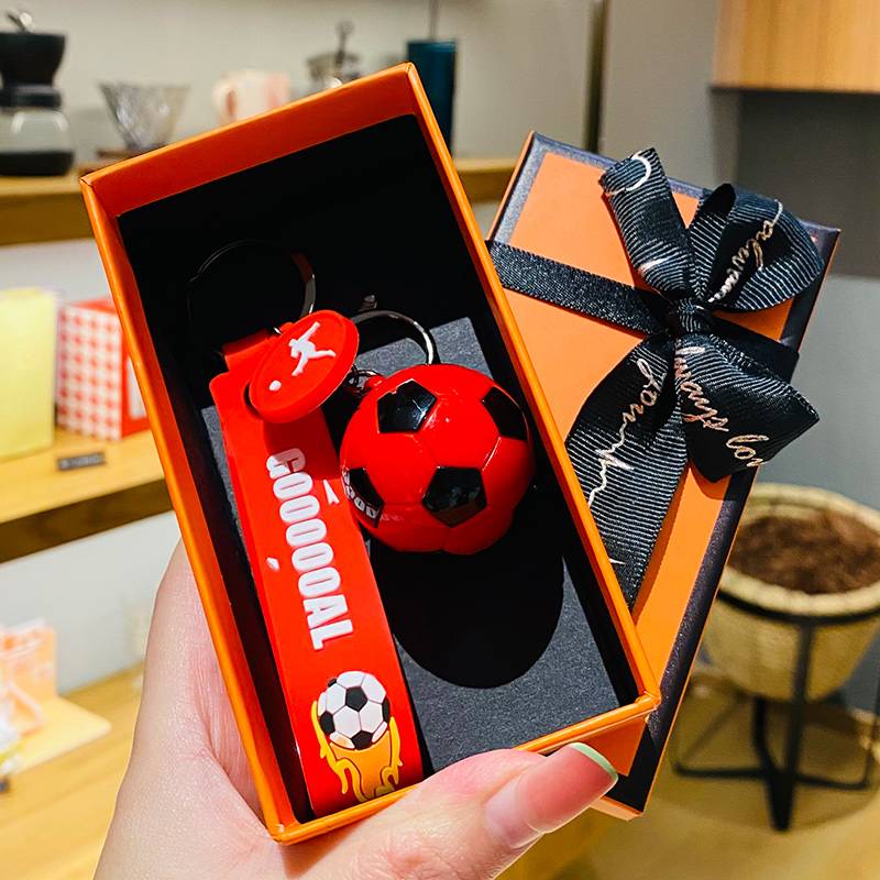 Simulation football pendant-red+orange gift box