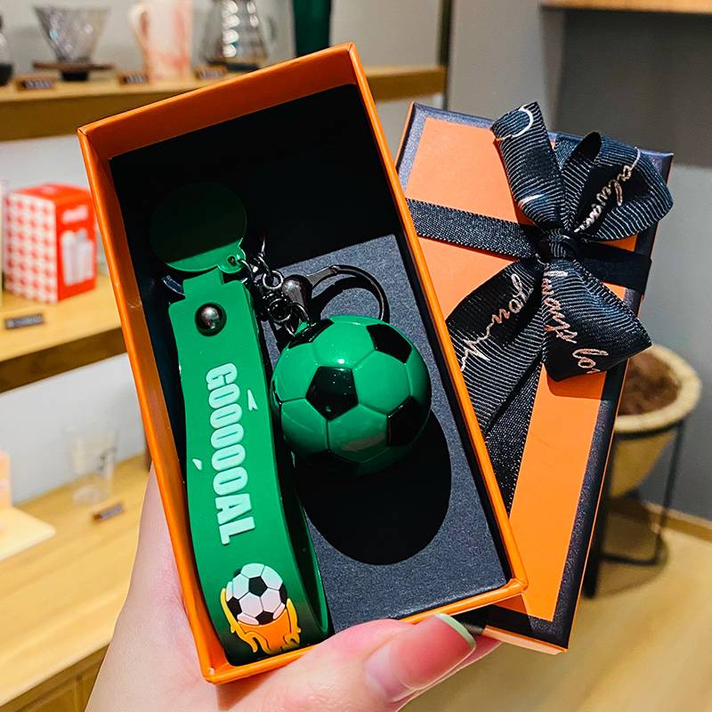 Simulation football pendant-green+orange gift box
