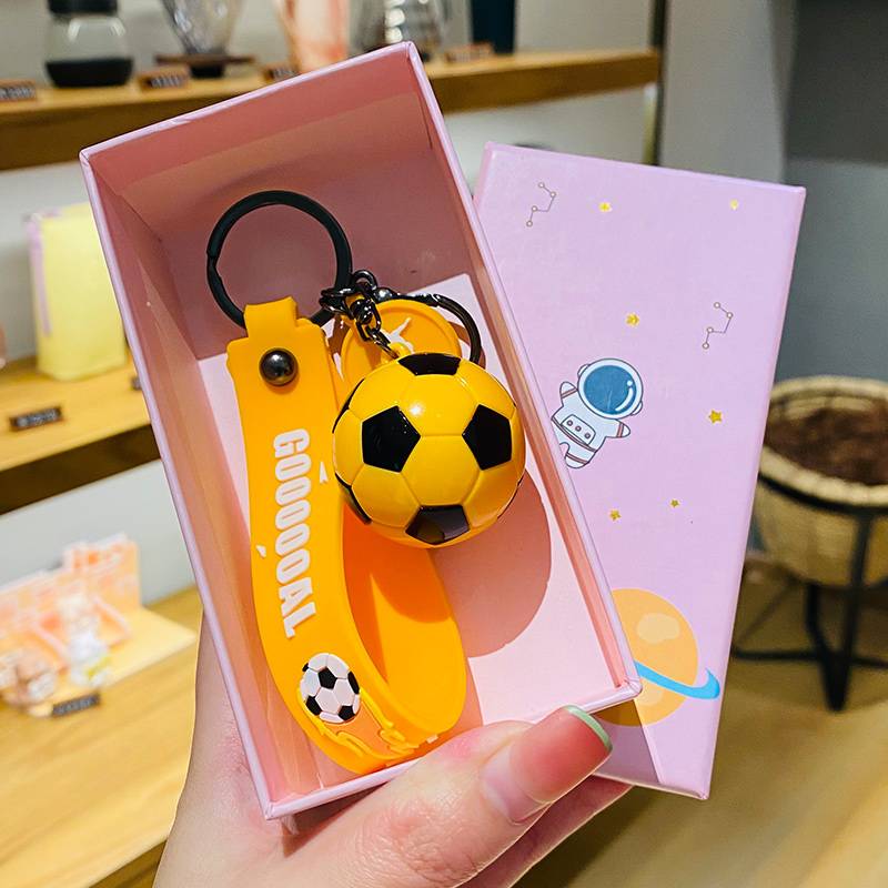 Simulation football pendant-yellow+pink gift box