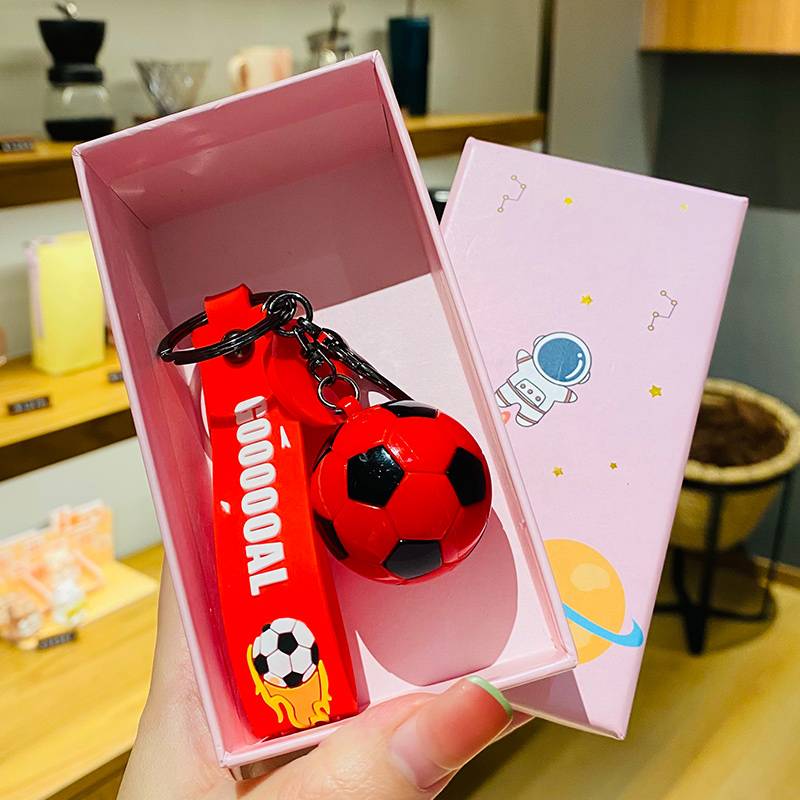 Simulation football pendant-red+pink gift box