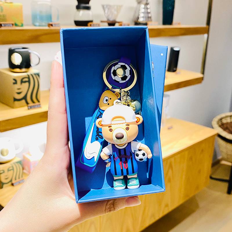 Football Bear-Blue+Blue Gift Box