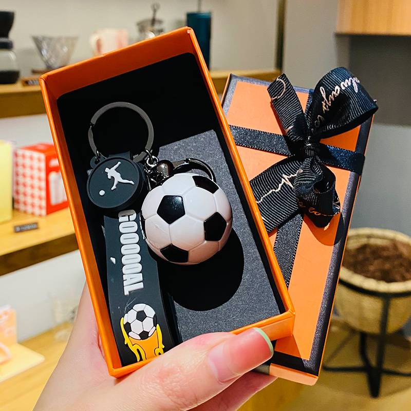 Simulation football pendant-white+orange gift box