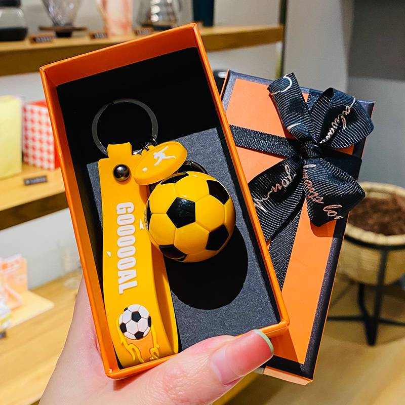 Simulation football pendant-yellow+orange gift box