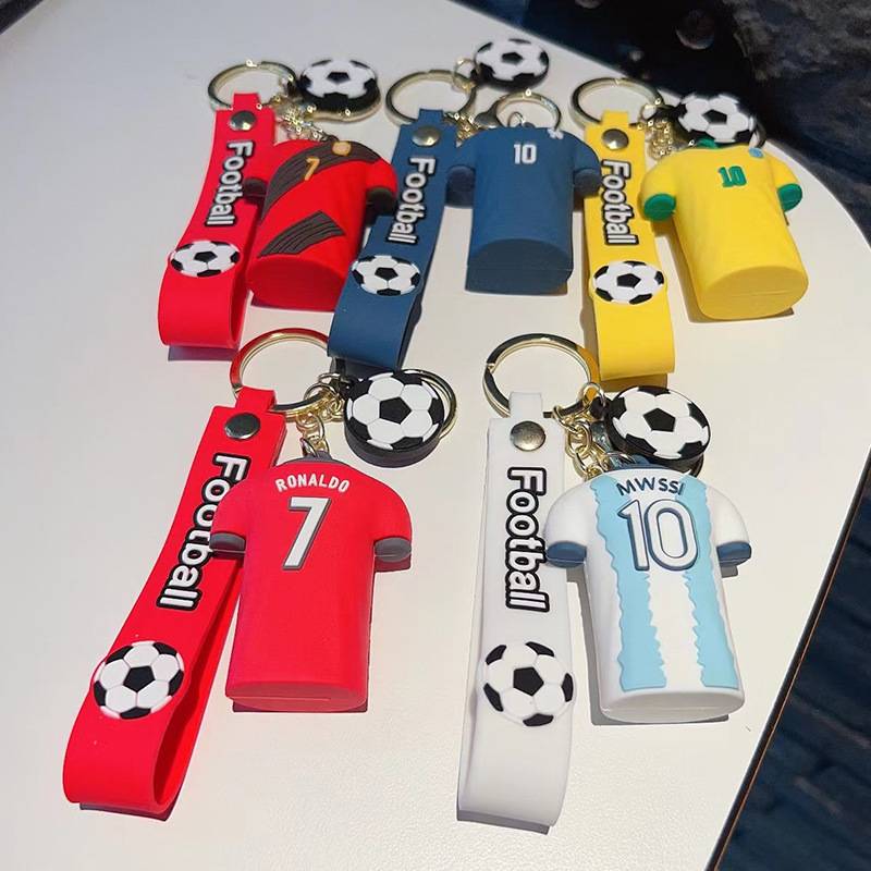 European Cup football jersey keychain 3D glue creative football pendant football pendant fans gift