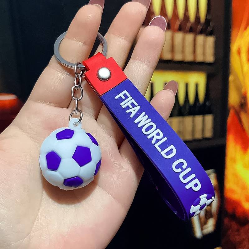 Purple-football keychain (rope+chain)