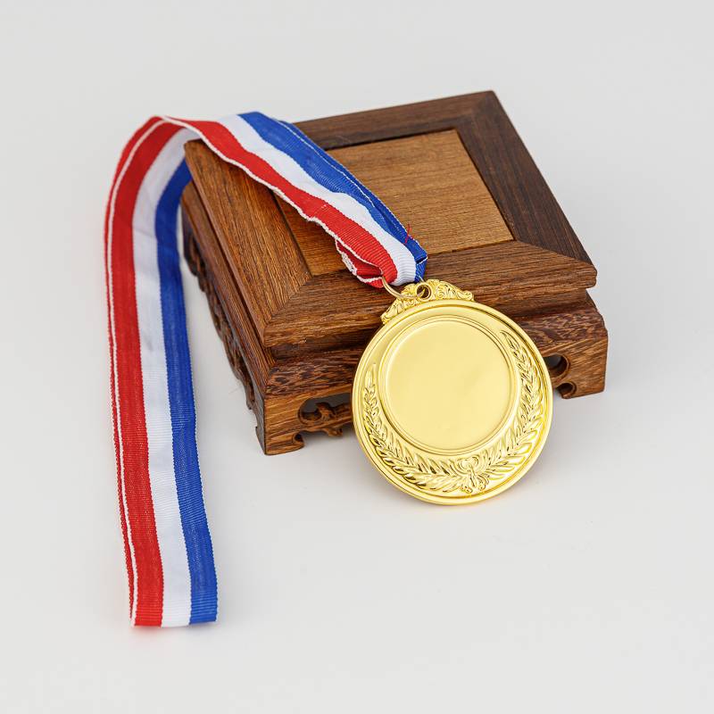 Blue and white rope wheat ears gold medal
