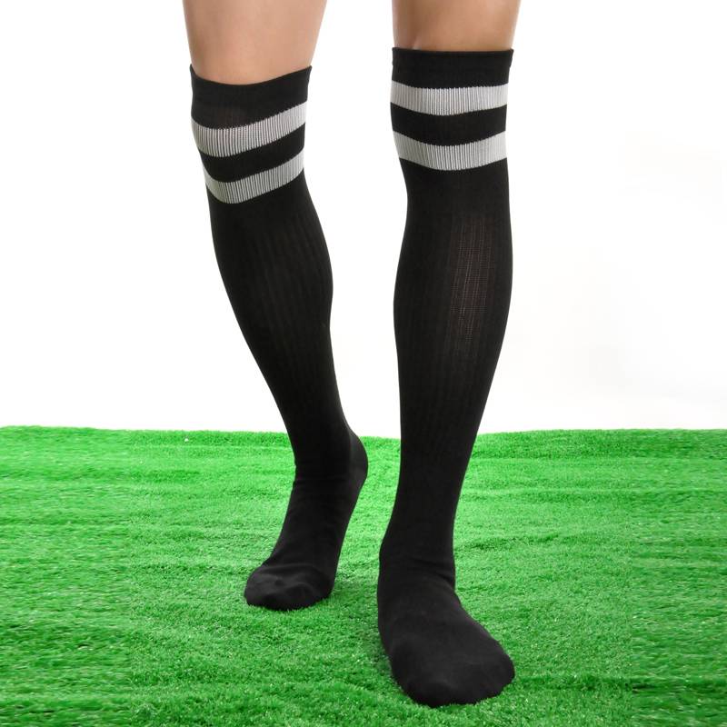 Socks, sports socks, white blue socks, sweating and skiing over the knee