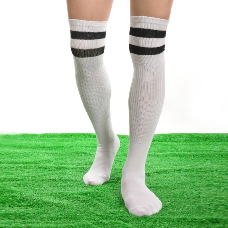 Socks, sports socks, white blue socks, sweating and skiing over the knee