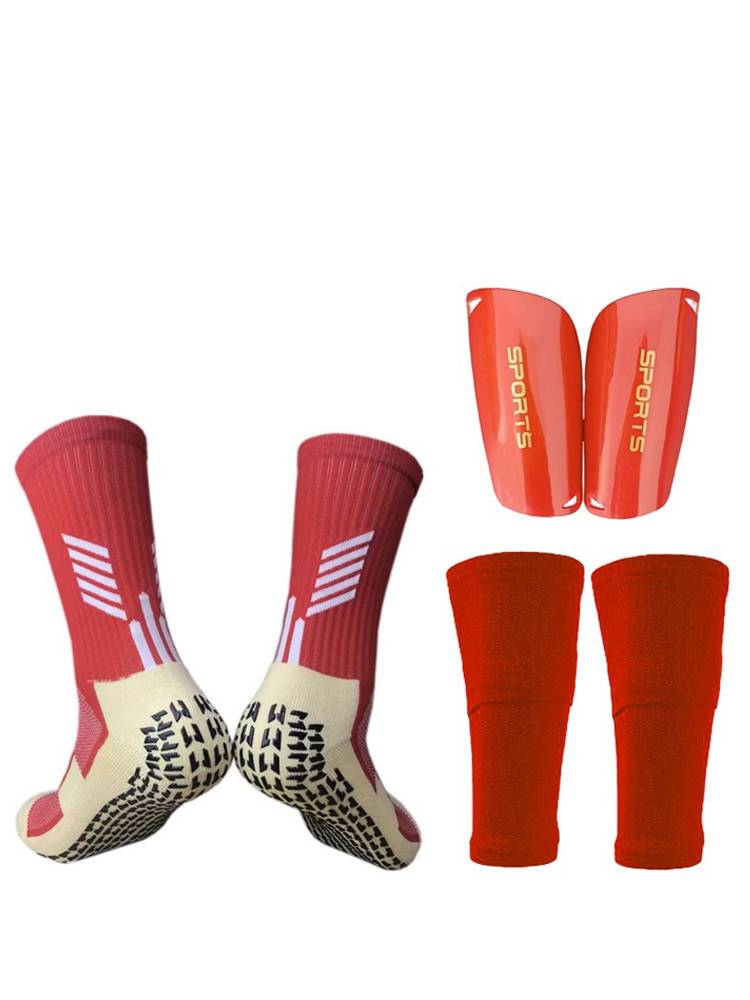 Point -gum non -slip football socks with double -layer pocket package set adult children with hard plug -in training set