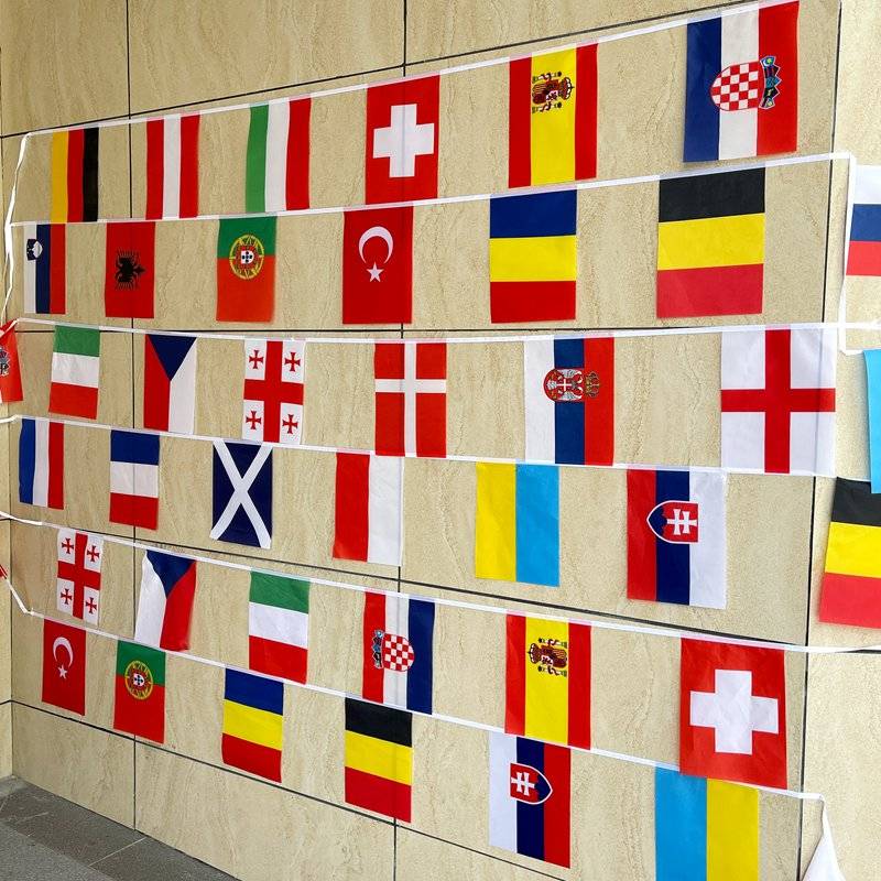2024 Football Football Football Sports Lottery Shop Bar Watch the theme atmosphere of the scene decoration decoration 24 strong string flags