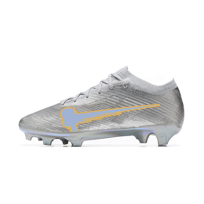 New silver Knitted Waterproof Football shoes FG 39-45 SoccerShoes