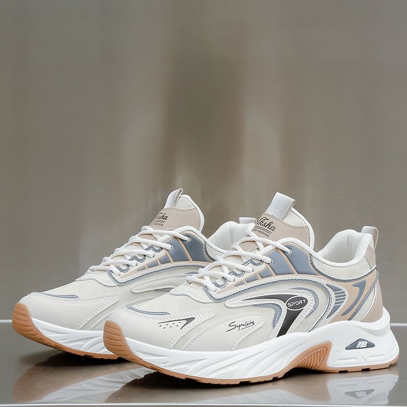 2024 new men's fashion leisure sports walking shoes soft sole wear-resistant sports skateboard shoes lace-up walking shoes