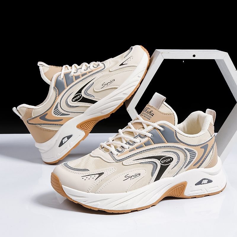 2024 new men's fashion leisure sports walking shoes soft sole wear-resistant sports skateboard shoes lace-up walking shoes