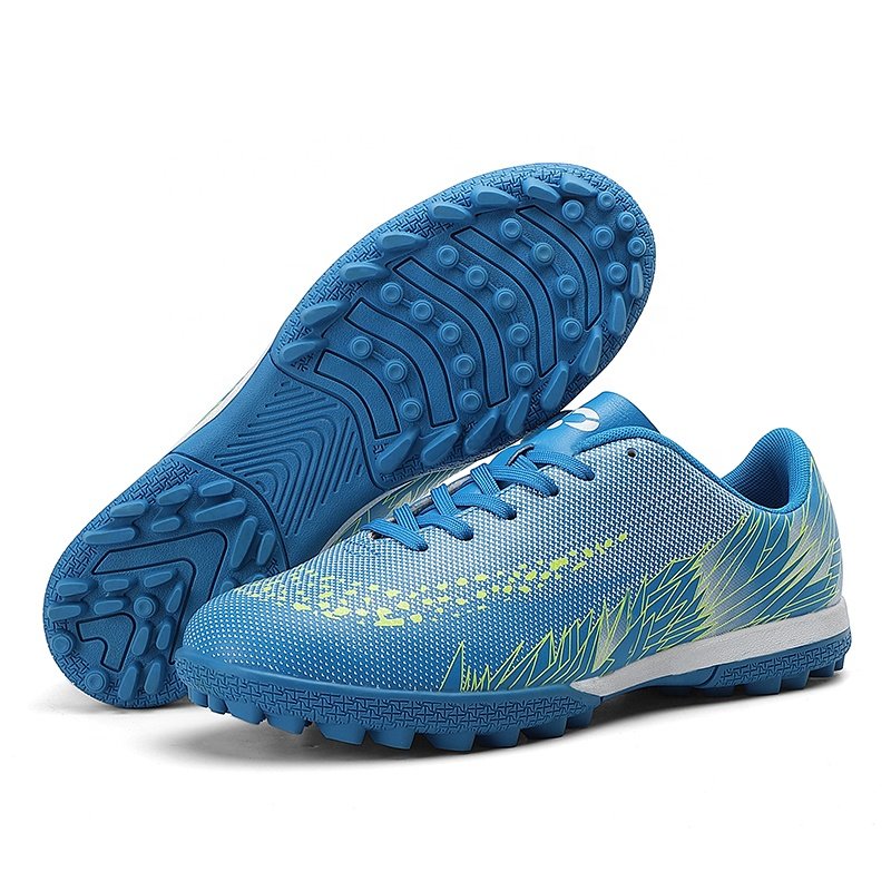 Sky Blue Student Practice Soccer Ball Shoes Two Different Out Sole To Choice One Is Rubber Out Sole The Other One Is TPU