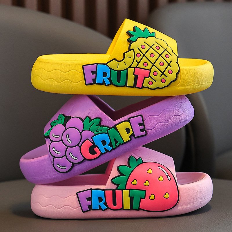 Fashion Pineapple Slippers Kids Girls Anti Slip Flip Flop fruit Sandals Thick Sole Comfortable grape strawberry fruit slippers
