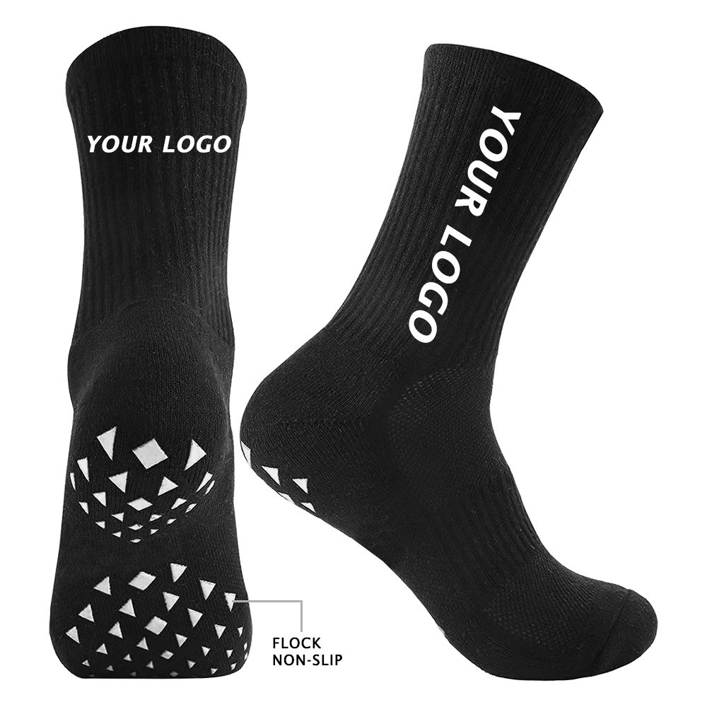 Custom Logo Grip Sports Crew Socks Cotton Designer Anti Slip Unisex Soccer Football Socks Custom Men Socks