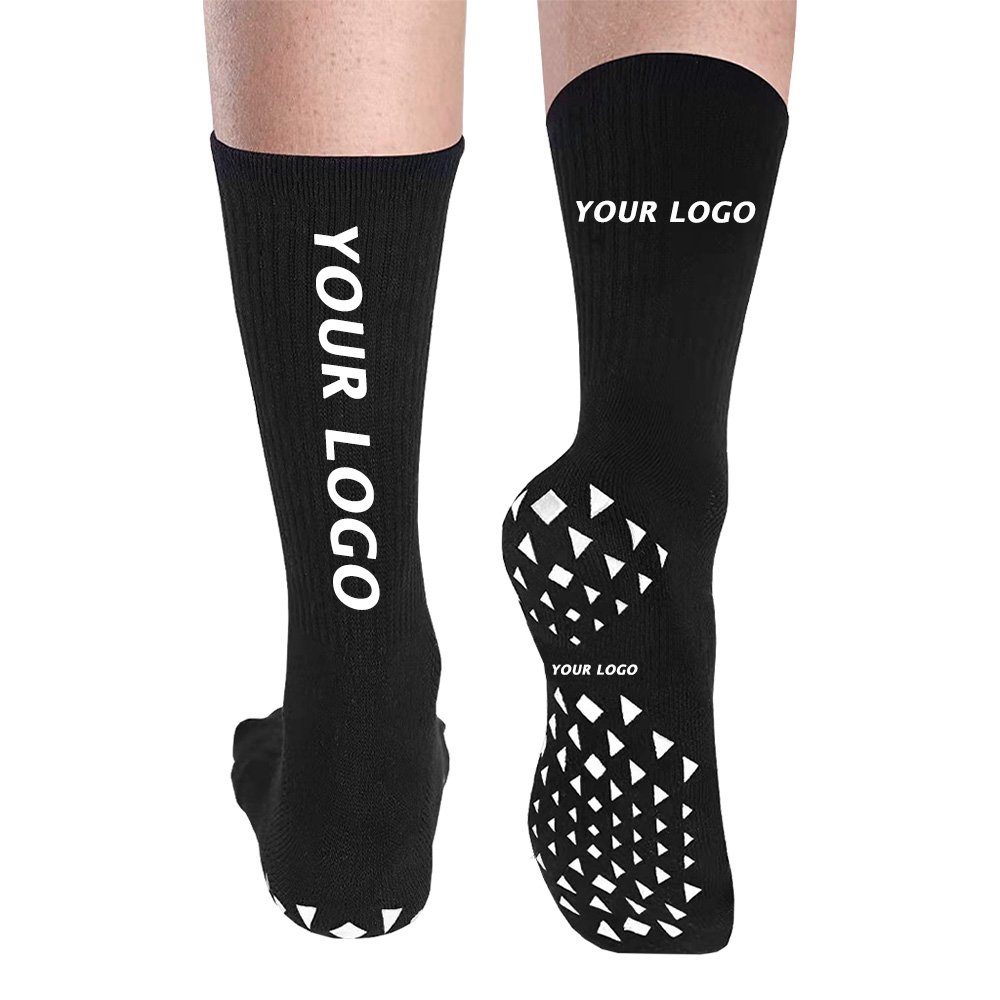 Custom Logo Grip Sports Crew Socks Cotton Designer Anti Slip Unisex Soccer Football Socks Custom Men Socks
