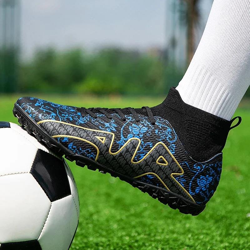 Men Football Boots High Top Soccer Shoes Professional Football Field Boots Ultralight Outdoor Cleats Training Ankle Sneakers New