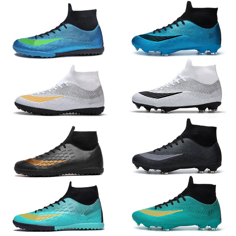 Customize Oem Youth Cheap Outdoor Artificial High Top Turf FG Boys Girls Soccer Cleats Women Football Soccer Shoes For Men