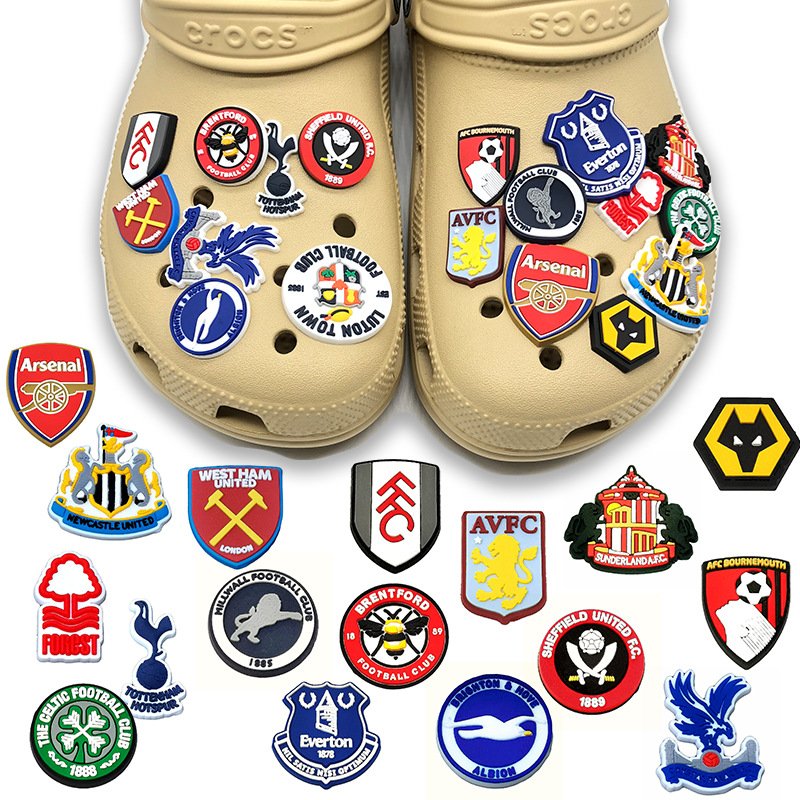 2024 Hot selling Europe England Football team player character shoe charm Football soccer shoe charms cartoon soft PVC