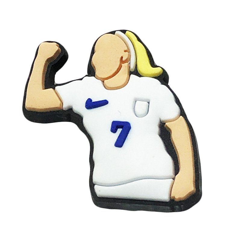 2024 Hot selling Europe England Football team player character shoe charm Football soccer shoe charms cartoon soft PVC