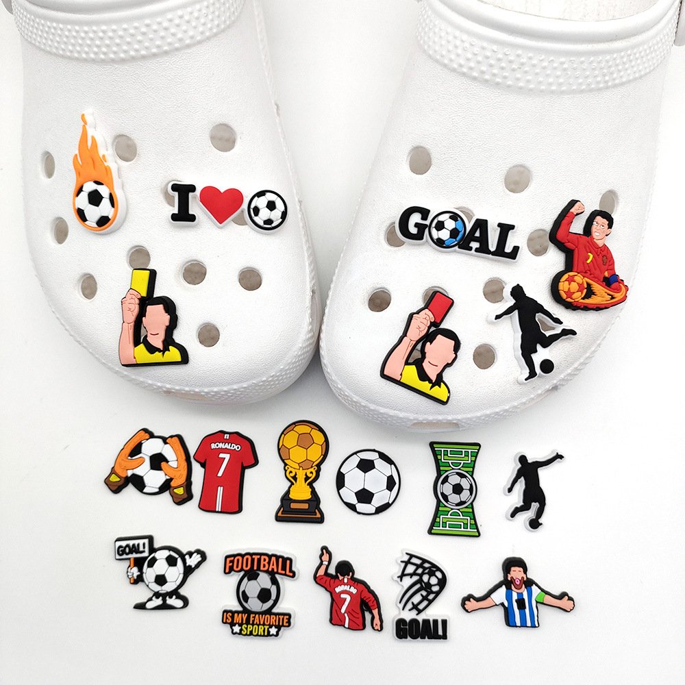 Soccer Team Shoe Charms Club Football Shoes Accessories Charms Soft Pvc Mls Europe Soccer Shoe Pins silicone charm