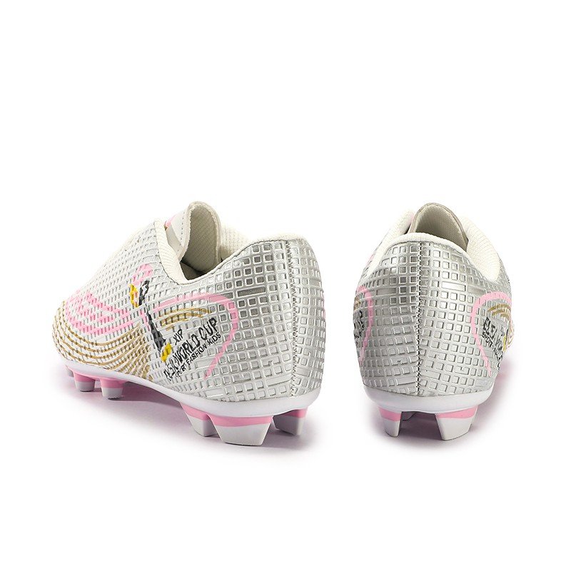 Wholesale Pink Leather Football Boots Children's Soccer Shoes in Stock Low-Priced for Summer and Winter Use