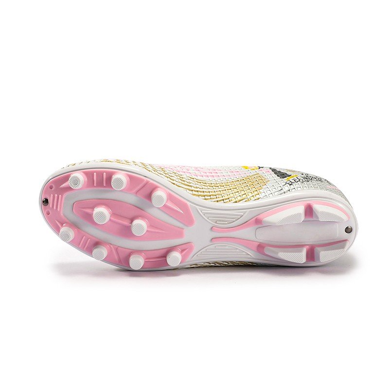 Wholesale Pink Leather Football Boots Children's Soccer Shoes in Stock Low-Priced for Summer and Winter Use
