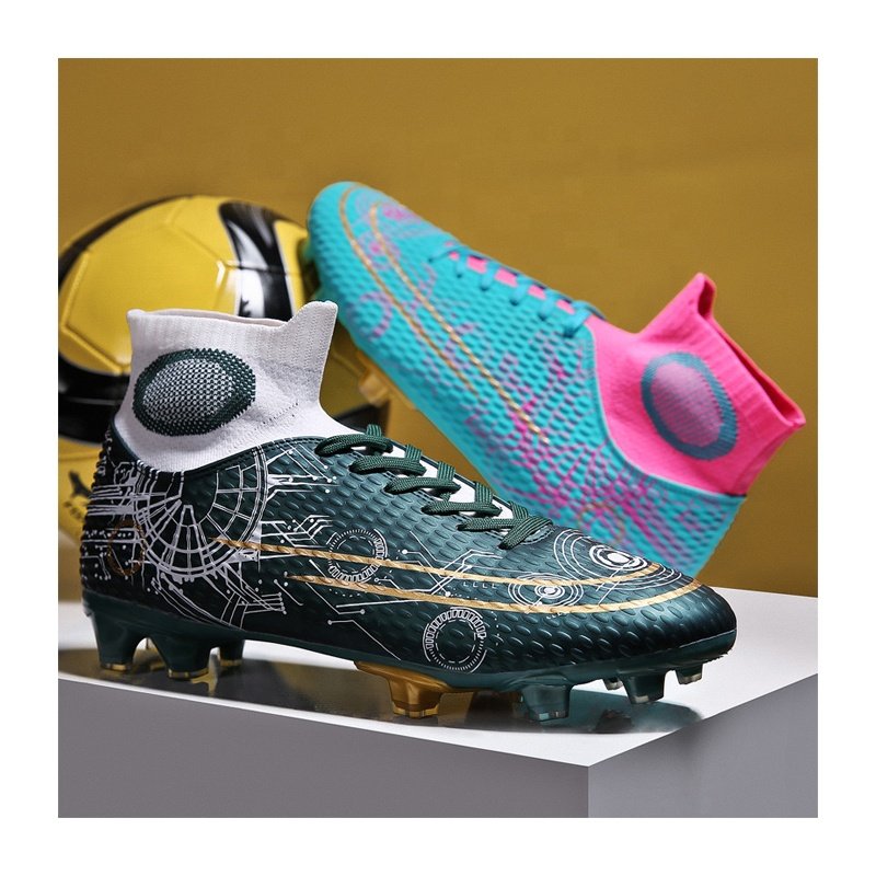 Boys Girls Indoor Soccer Shoes High Top Training Youth Football Boots men Womens Anti Slip Outdoor Grass Soccer shoes EU Size 47