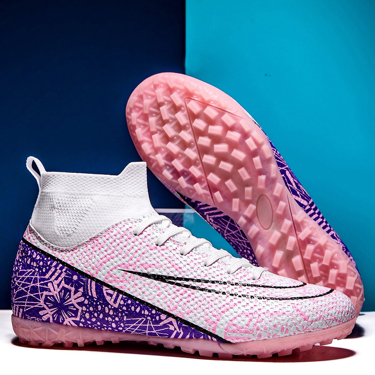 Men's Professional Futsal Football Training Sneakers Firm Ground Soccer Cleats Outdoor/Indoor Sports Summer Winter Spring