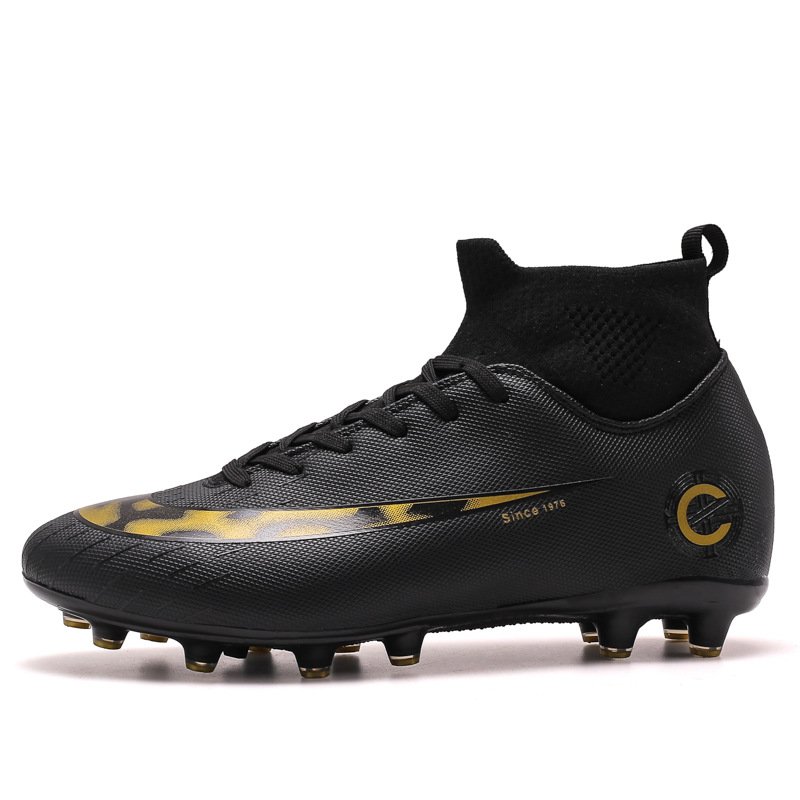 High Top Flying Knitted Socks Tf Broken Nails Artificial Turf Ag Nails Leather Feet Men Futsal Training Spike Shoes Soccer Shoe