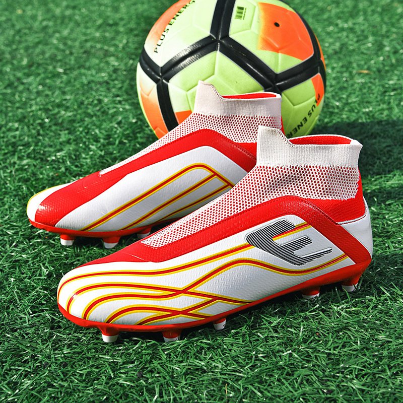 EACH New High-top Football Shoes Men's Wholesale Adult Big Size FG Long Spikes TF Spikes Artificial Turf Training Shoes