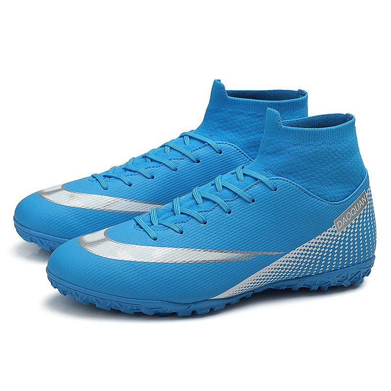 Wholesale High-quality Men's High Top Training Football Shoes TF Broken Nail Black Size 46 Soccer Boots One Pair