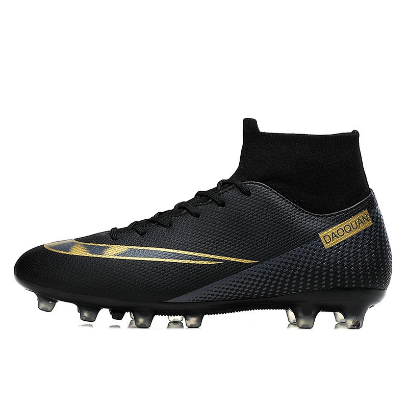 Wholesale High-quality Men's High Top Training Football Shoes TF Broken Nail Black Size 46 Soccer Boots One Pair