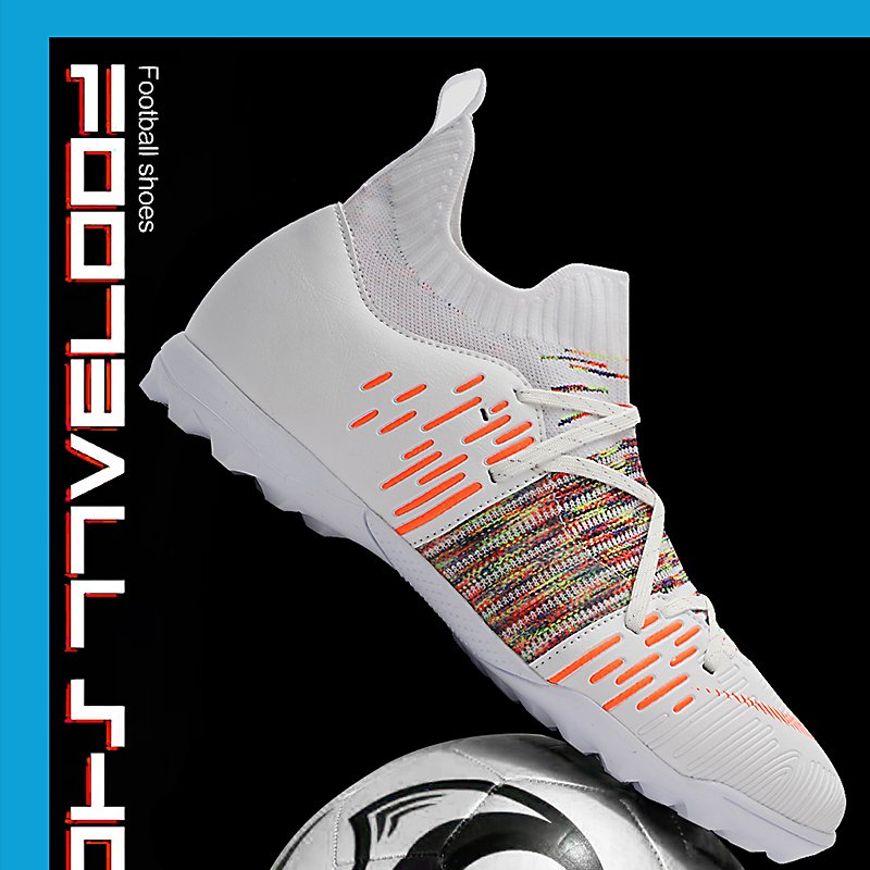 Men Lightweight Soccer Shoes Kids Cleats Training Football Boots High Ankle Sport Sneakers