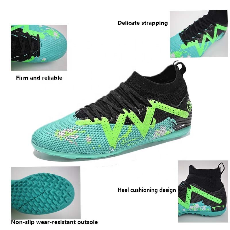 Wholesale top high quality Soccer Boots Men Soccer Shoes Anti Training Outdoor Football Boots High Ankle Shoes soccer shoes
