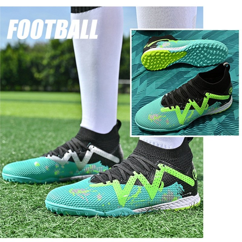 Wholesale top high quality Soccer Boots Men Soccer Shoes Anti Training Outdoor Football Boots High Ankle Shoes soccer shoes