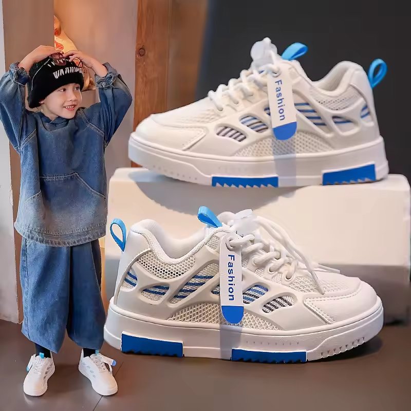 2024 Spring New Fashion White Sneakers for Kids Boys Soccer and Skateboard Shoes Casual Sneakers for Boys Girls for Summer
