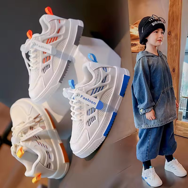 2024 Spring New Fashion White Sneakers for Kids Boys Soccer and Skateboard Shoes Casual Sneakers for Boys Girls for Summer