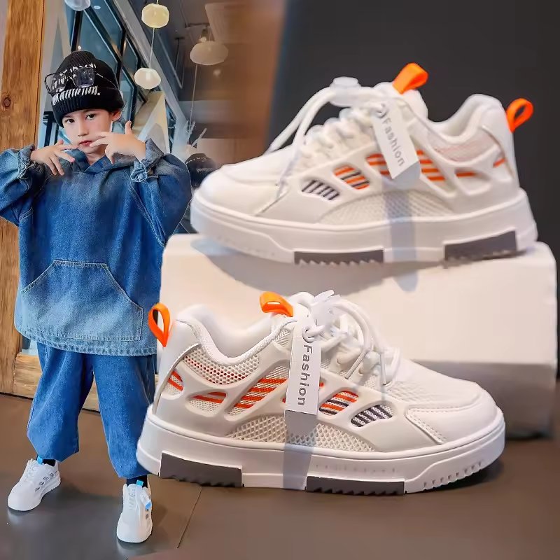 2024 Spring New Fashion White Sneakers for Kids Boys Soccer and Skateboard Shoes Casual Sneakers for Boys Girls for Summer