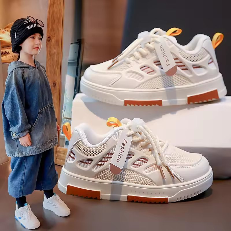 2024 Spring New Fashion White Sneakers for Kids Boys Soccer and Skateboard Shoes Casual Sneakers for Boys Girls for Summer