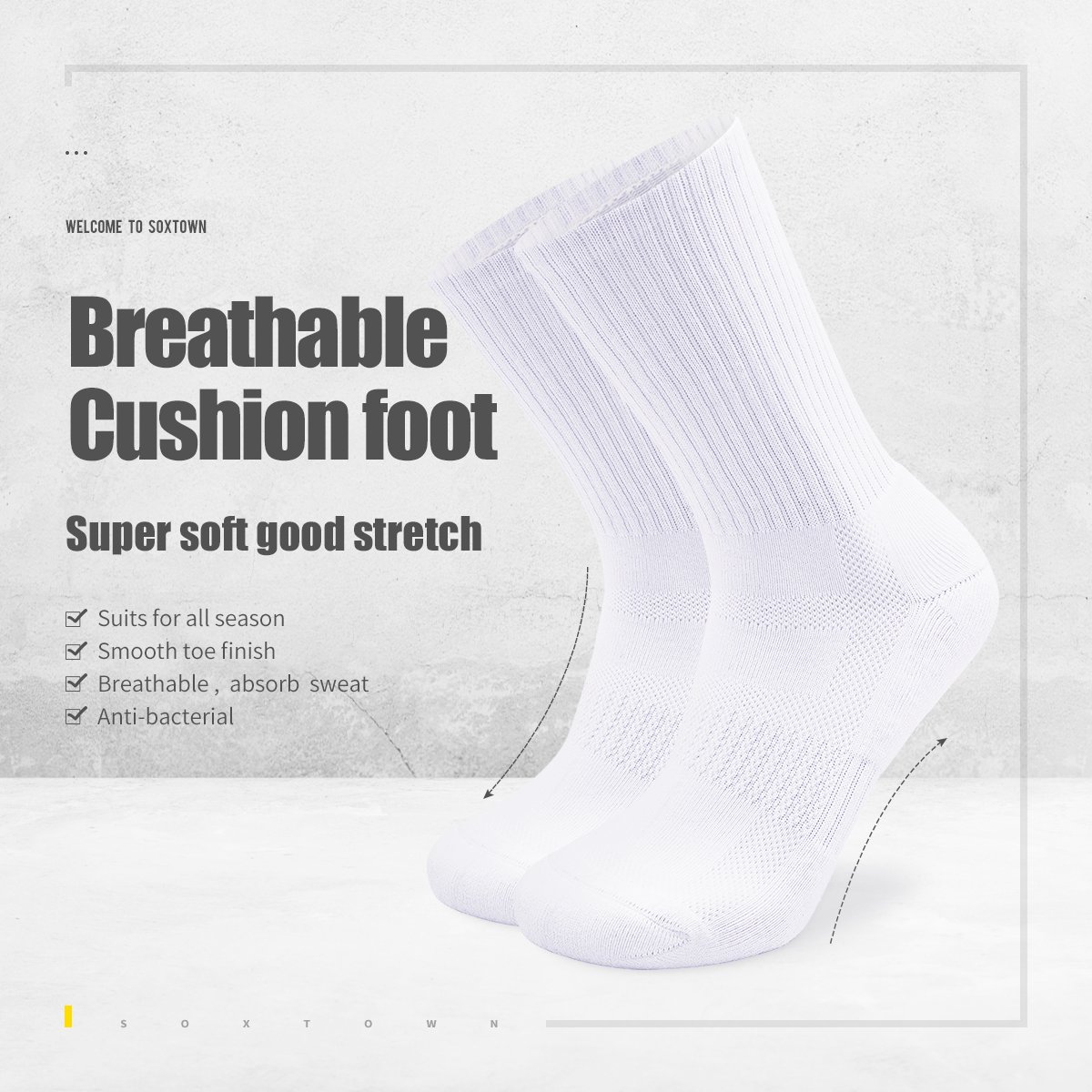 White Cotton Arch Support Black Custom Logo Sports Socks