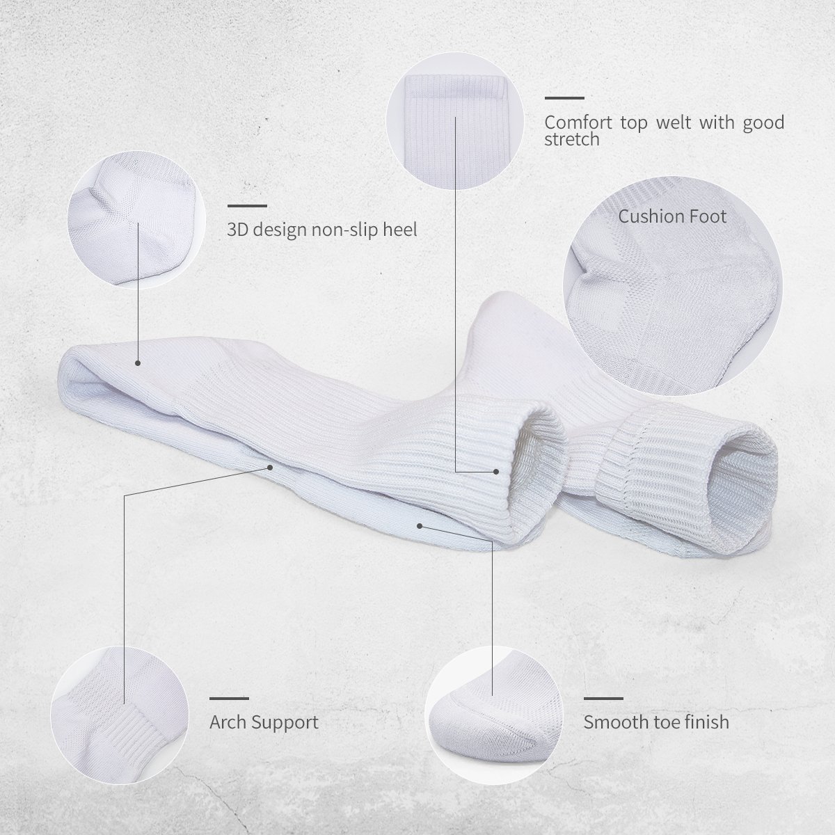 White Cotton Arch Support Black Custom Logo Sports Socks